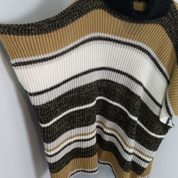 BCBGeneration Turtleneck Stripe Boxy Sweater Poncho OS - Picture 5 of 8